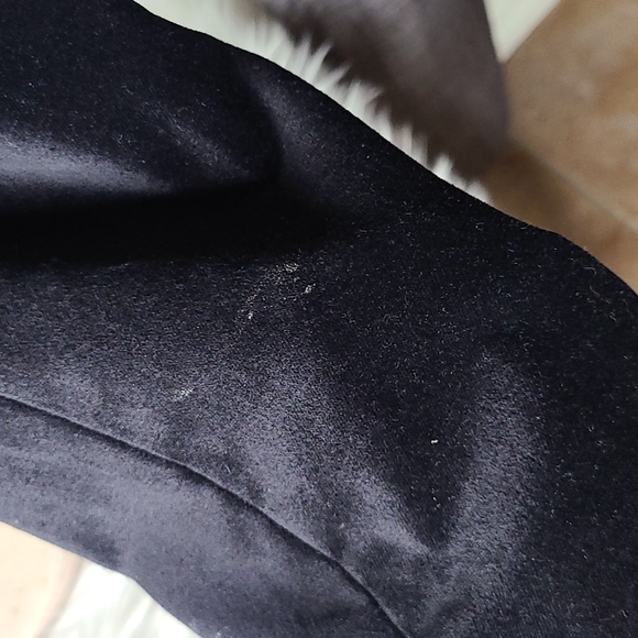 Jacket Size 12 Black Velvet Exaggerated Shoulders Double Breasted Goth Trend Fun - Picture 3 of 7